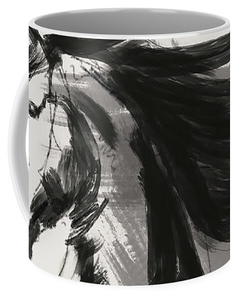 Black Rising Horse Coffee Mug featuring the painting Rising Horse by Go Van Kampen