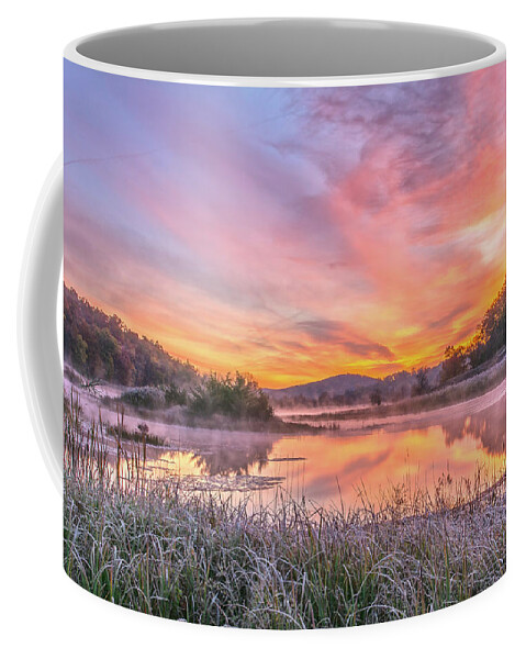 Dawn Coffee Mug featuring the photograph Frosted Dawn At The Wetlands by Angelo Marcialis