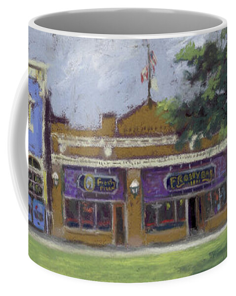 Panoramic Painting Of Frosty Bar In Put-in-bay Ohio Coffee Mug featuring the pastel Frosty Bar - Put-In-Bay Ohio by Terri Meyer