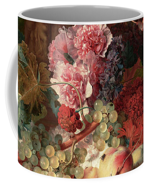 Vase Of Flowers Coffee Mug featuring the painting Fruit Piece by Jan van Huysum by Rolando Burbon