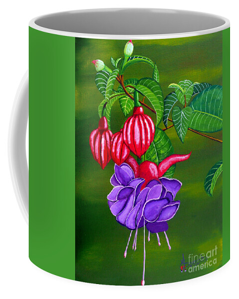 Flower Coffee Mug featuring the painting Fuchsia Purple by Anthony Dunphy