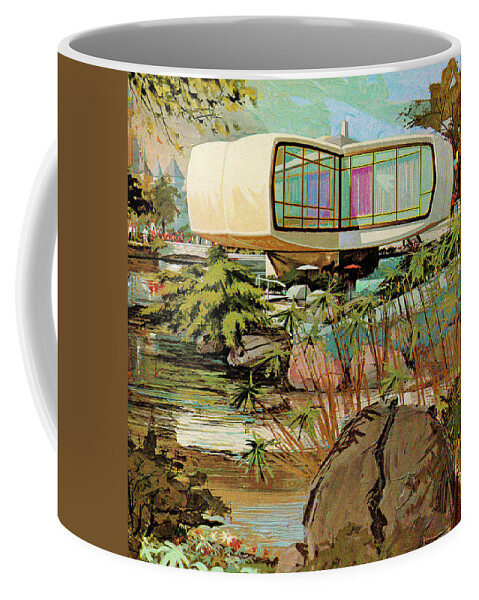Architecture Coffee Mug featuring the drawing Futuristic House by CSA Images