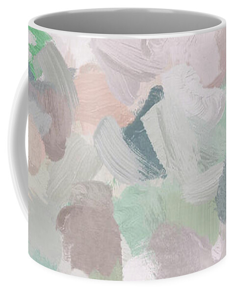 Mint Seafoam Dusty Rose Blush Pink Coffee Mug featuring the painting Fuzzy Flowers by Rachel Elise