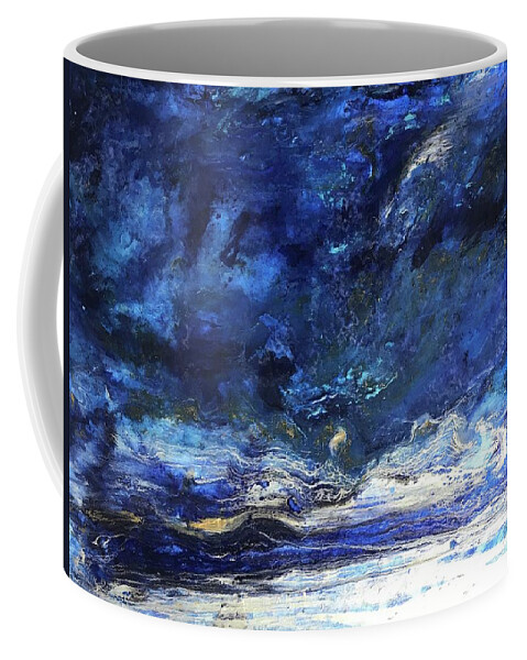 Galaxy Coffee Mug featuring the painting Galactica by Medge Jaspan