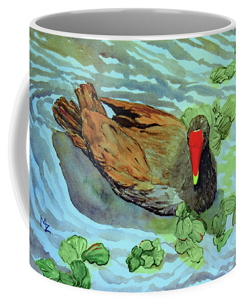 Gallinule Coffee Mug featuring the painting Gallinule on a Florida Lake by Margaret Zabor