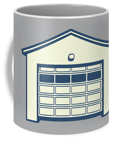 Campy Coffee Mug featuring the drawing Garage with Paned Door by CSA Images