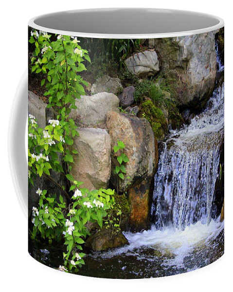 Water Coffee Mug featuring the photograph Garden Waterfall by Cynthia Guinn