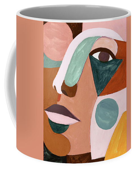 Fashion & Figurative+figurative Coffee Mug featuring the painting Geo Face Iv by Victoria Borges