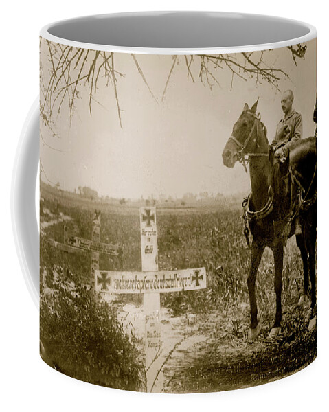German Coffee Mug featuring the painting Germans. at comrades' graves by 
