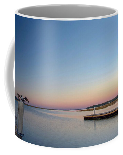 Pelican Coffee Mug featuring the photograph Get Off My Dock by Dennis Schmidt