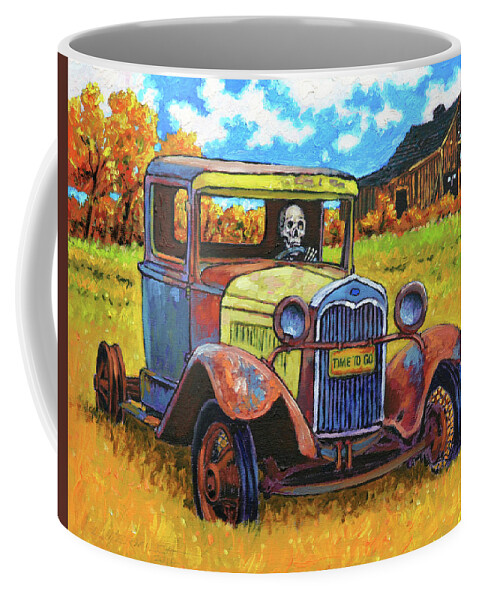 Old Truck Coffee Mug featuring the painting Getting Old Time to Go by John Lautermilch