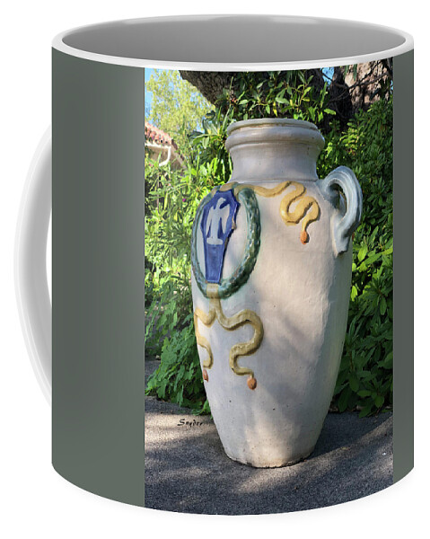Giant Antique Lawn Vase Hearst Castle Barbara Snyder Coffee Mug featuring the photograph Giant Antique Lawn Vase Hearst Castle by Barbara Snyder