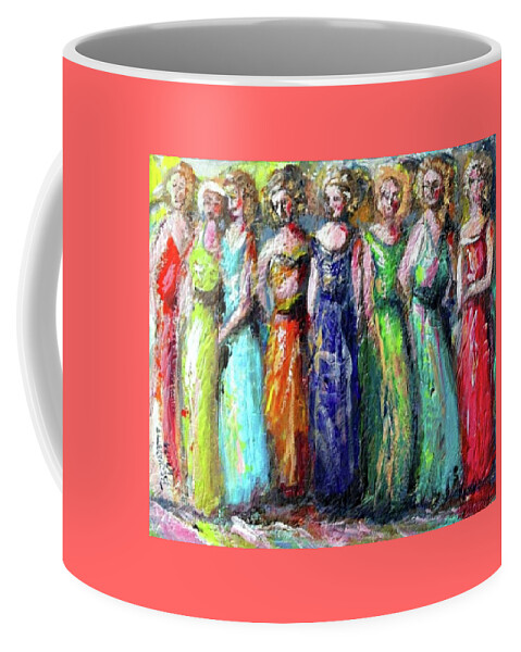 Girls Night Out. Ladies Coffee Mug featuring the painting Girls Night Out by Bernadette Krupa