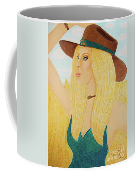 Fashion Coffee Mug featuring the painting Glamorous Farm Girl by Dorothy Lee