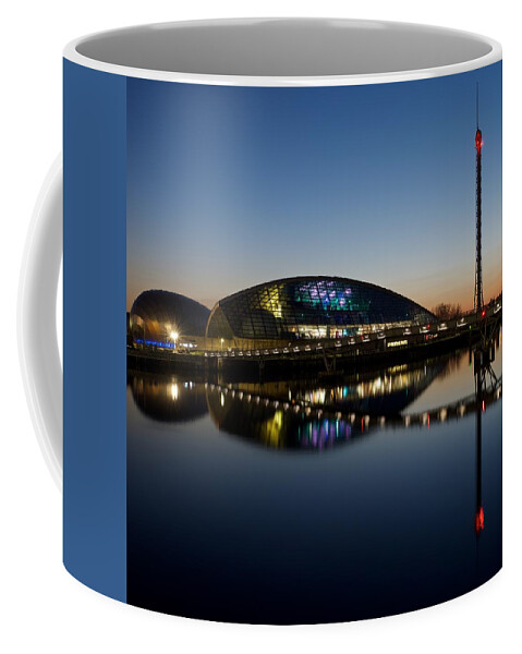 Dusk Coffee Mug featuring the photograph Glasgow Science Center by Stephen Taylor
