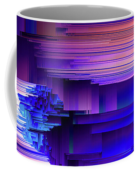 Glitch Coffee Mug featuring the digital art Glitchin Blues by Jennifer Walsh