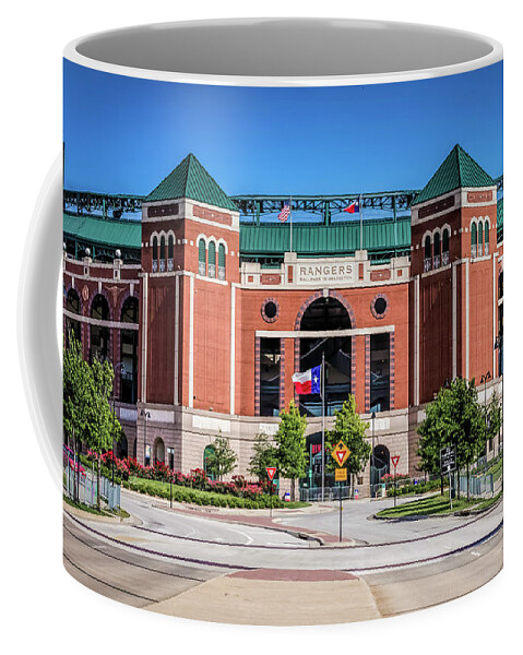 Texas Rangers Coffee Mug featuring the photograph Globe Life Park and Texas Rangers in Arlington by Robert Bellomy