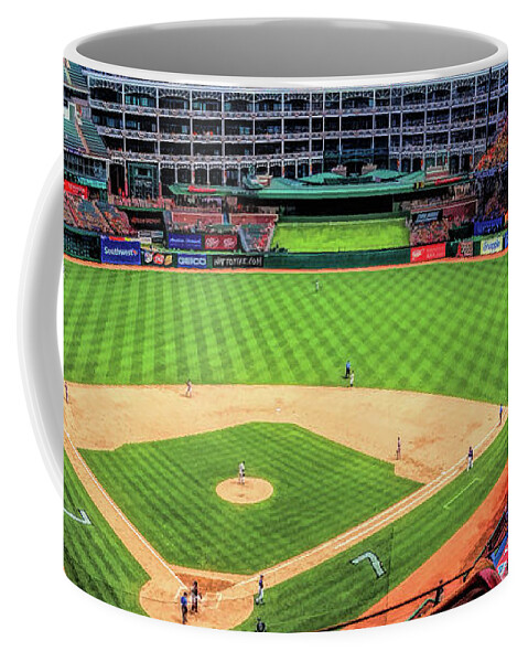 Globe Life Park Coffee Mug featuring the painting Globe Life Park Texas Rangers Baseball Ballpark Stadium by Christopher Arndt