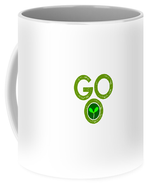  Coffee Mug featuring the drawing GO with microgreen graphic - standard green by Charlie Szoradi
