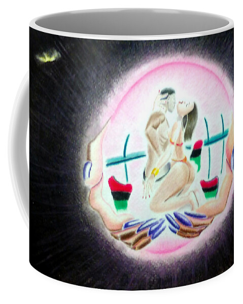 Black Art Coffee Mug featuring the drawing God Is A Woman by Donald C-Note Hooker
