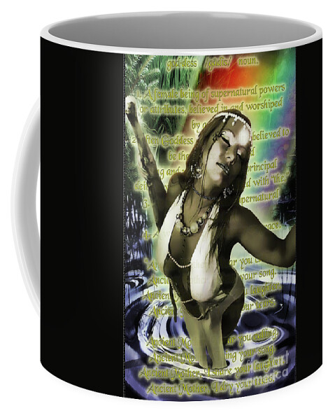 Dark Coffee Mug featuring the digital art Goddess Blessings by Recreating Creation