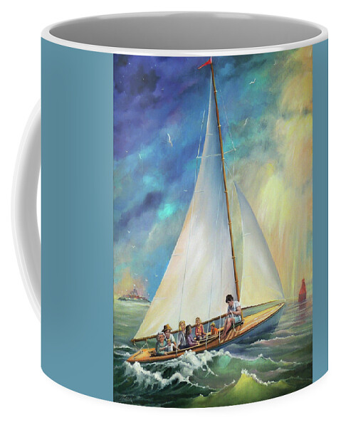 Sail Coffee Mug featuring the painting Going Home by Nancy Griswold