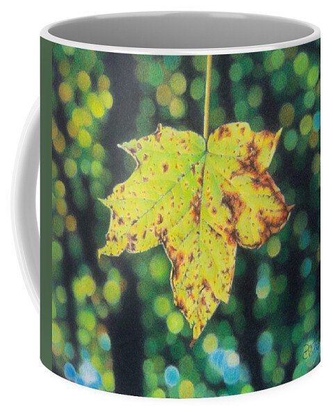 Fall Coffee Mug featuring the drawing Gold Leaf by Pamela Clements