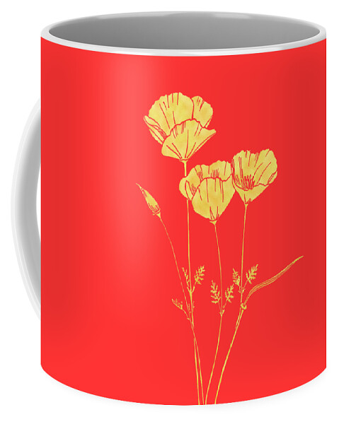 California Coffee Mug featuring the painting Golden California Poppy by Masha Batkova