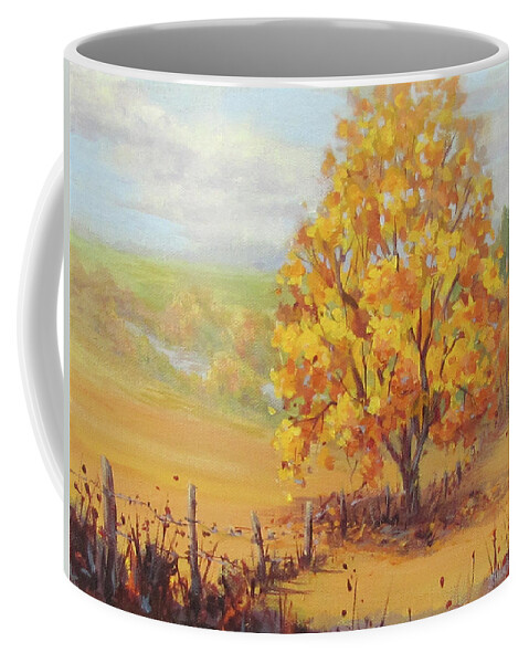 Fall Coffee Mug featuring the painting Golden Fall by Karen Ilari