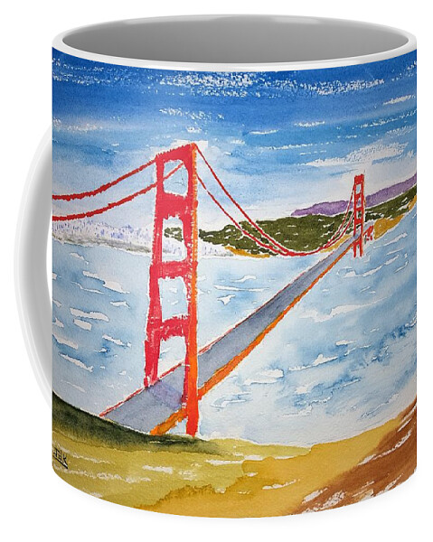 Watercolor Coffee Mug featuring the painting Golden Gate Lore by John Klobucher