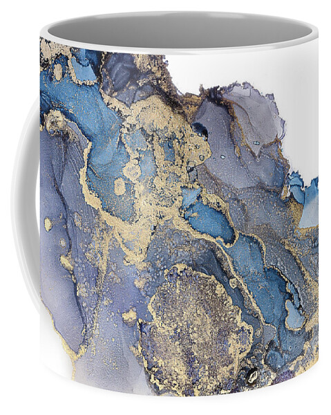 Alcohol Ink Coffee Mug featuring the painting Golden Waterfall Abstract Painting by Alissa Beth Photography