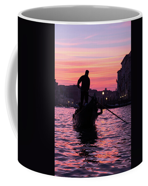 Gondola Coffee Mug featuring the photograph Gondolier at Sunset by John Daly