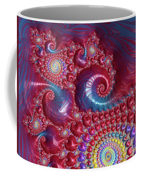 Spiral Coffee Mug featuring the digital art Gorgeous Red and Blue by Elisabeth Lucas