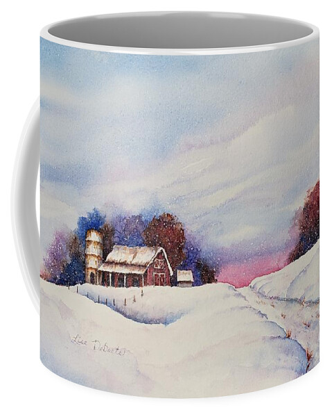 Snow Scene Coffee Mug featuring the painting Long Road Home by Lisa Debaets