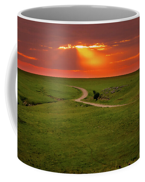 Greenwood County Coffee Mug featuring the photograph Grass Gravel and Fire by Jeff Phillippi