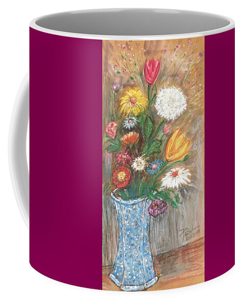 Ricardosart37 Coffee Mug featuring the painting Gratitude Bouquet by Ricardo Penalver deceased