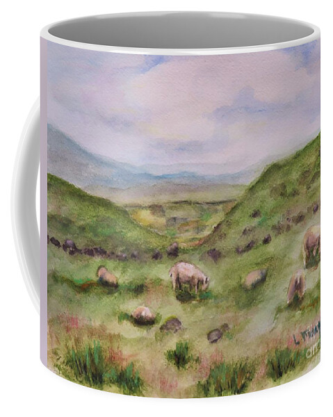 Grass Coffee Mug featuring the painting Grazing by Laurie Morgan