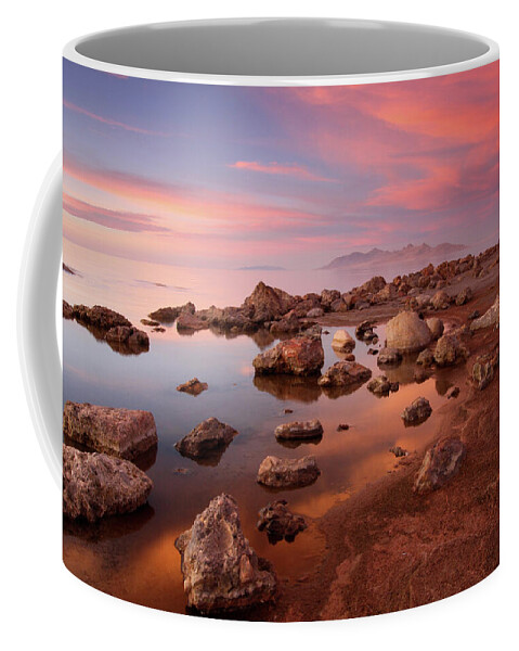 Utah Coffee Mug featuring the photograph Great Salt Lake Sunset Glow - Great Salt Lake, Utah by Brett Pelletier