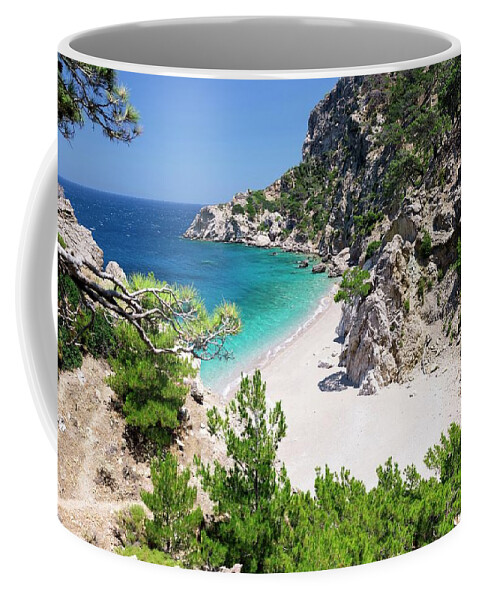 Estock Coffee Mug featuring the digital art Greece, Apella Beach by Bruno Cossa