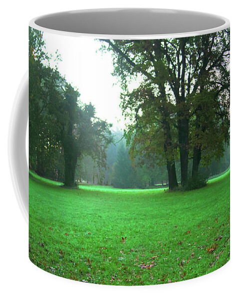 Landscape Park Coffee Mug featuring the photograph Green dawn in autumn by Sun Travels