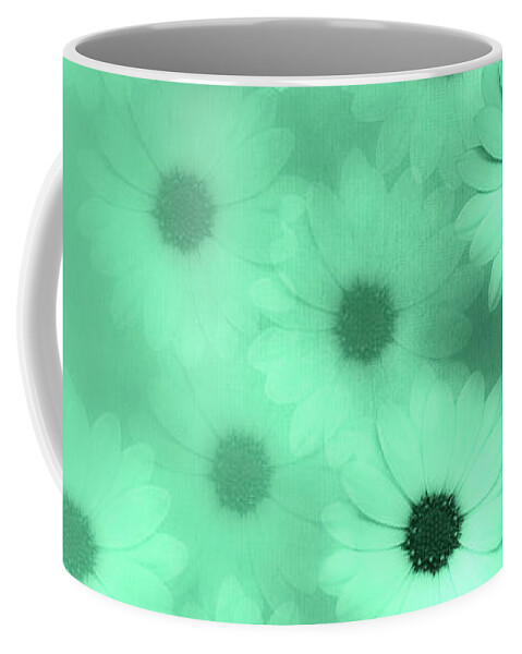 Green Coffee Mug featuring the mixed media Green Flower Harmony by Johanna Hurmerinta