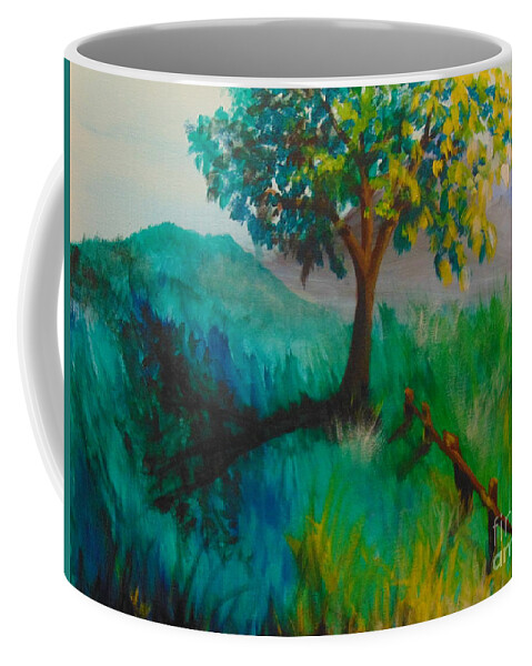 Green Coffee Mug featuring the painting Green Pastures by Saundra Johnson