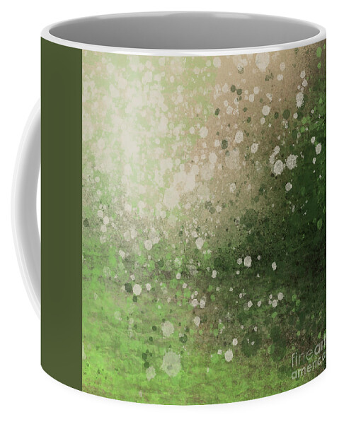 Green Coffee Mug featuring the painting Green Splatter by Go Van Kampen