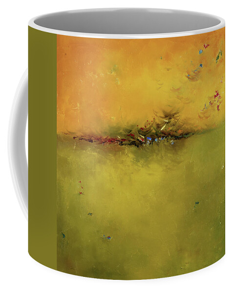 Atardecer Coffee Mug featuring the painting Green Sunset by Patricia Pinto