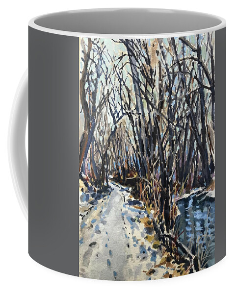 Snow Greenbelt Coffee Mug featuring the painting Greenbelt Snow study by Les Herman