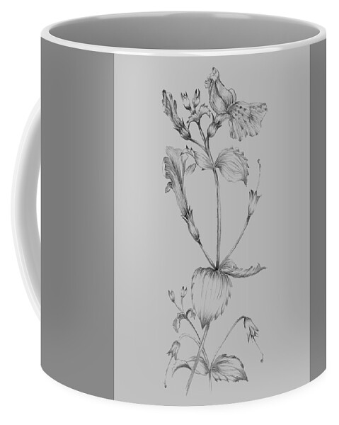 Flower Coffee Mug featuring the mixed media Grey Flower Sketch I by Naxart Studio