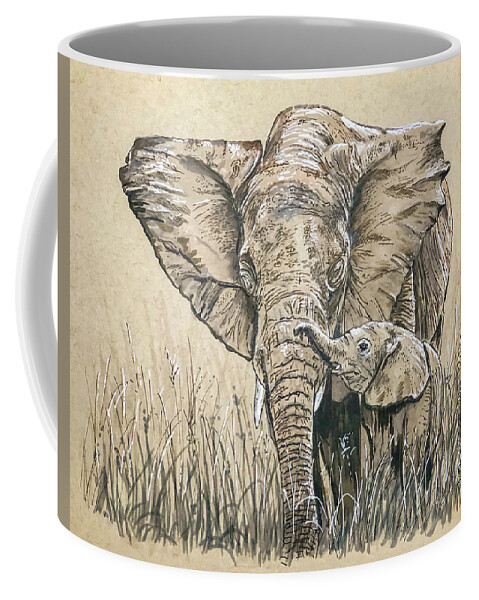 Elephant Coffee Mug featuring the painting Guidance by Mark Ray
