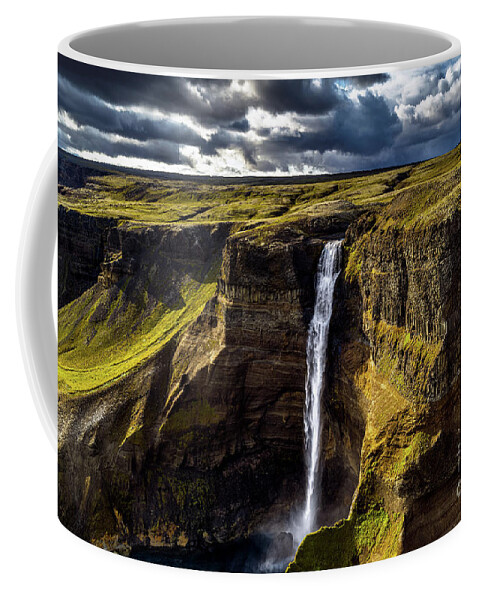 Haifoss Waterfall Coffee Mug featuring the photograph Haifoss Waterfall Iceland by M G Whittingham