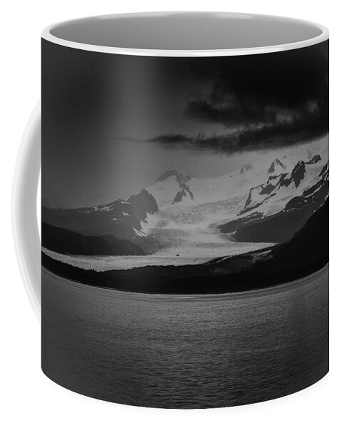 Glacier Coffee Mug featuring the photograph Hallo Glacier in Black and White by Mark Hunter