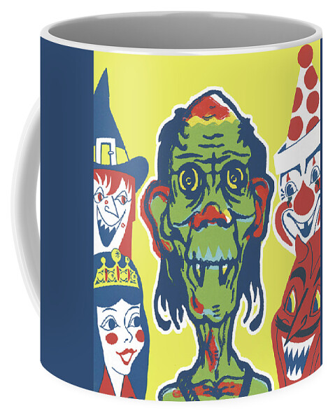Afraid Coffee Mug featuring the drawing Halloween Costume Party by CSA Images